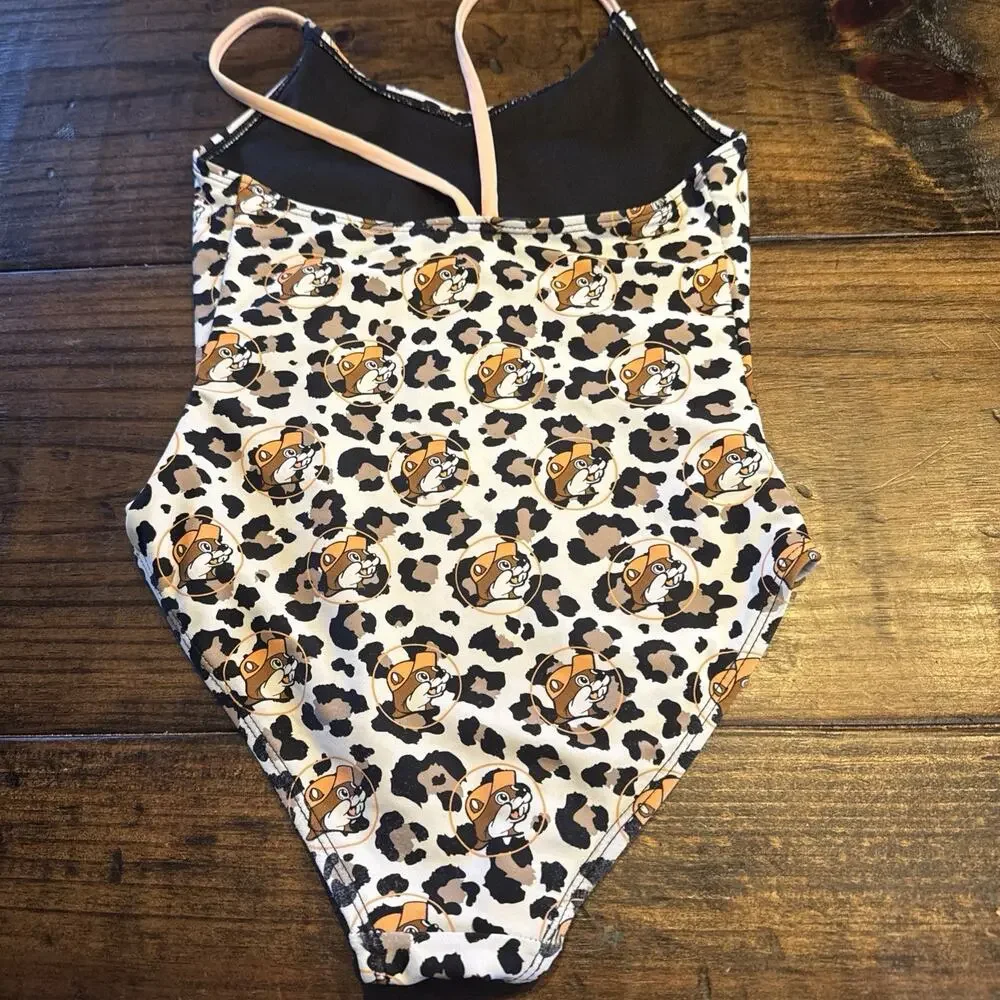 Bucees Girls Youth Medium Leopard/ Cheetah One‎ Piece Swimsuit